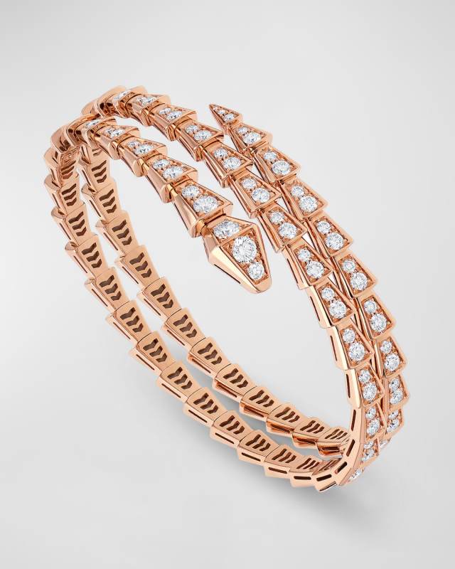 Serpenti Viper 18K Rose Gold 2-Coil Diamond Bracelet